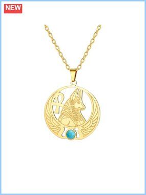 Stainless Steel Egyptian Anubis Ankh Isis Pendant Necklace